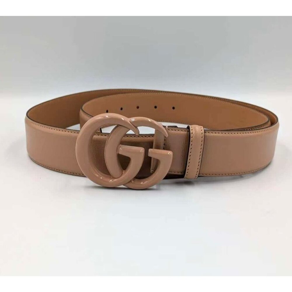 Gucci Azalea Calfskin Enamel Monochrome GG 40mm Belt Camelia 120cm 400593 - Picture 3 of 9